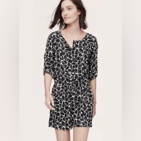 Loft Long Sleeve Romper with Leaf Pattern - Picture 1 of 5